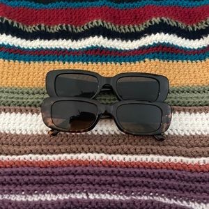 Pack of 2: Rectangular Sunglasses ( Black and Tortoise Shell)